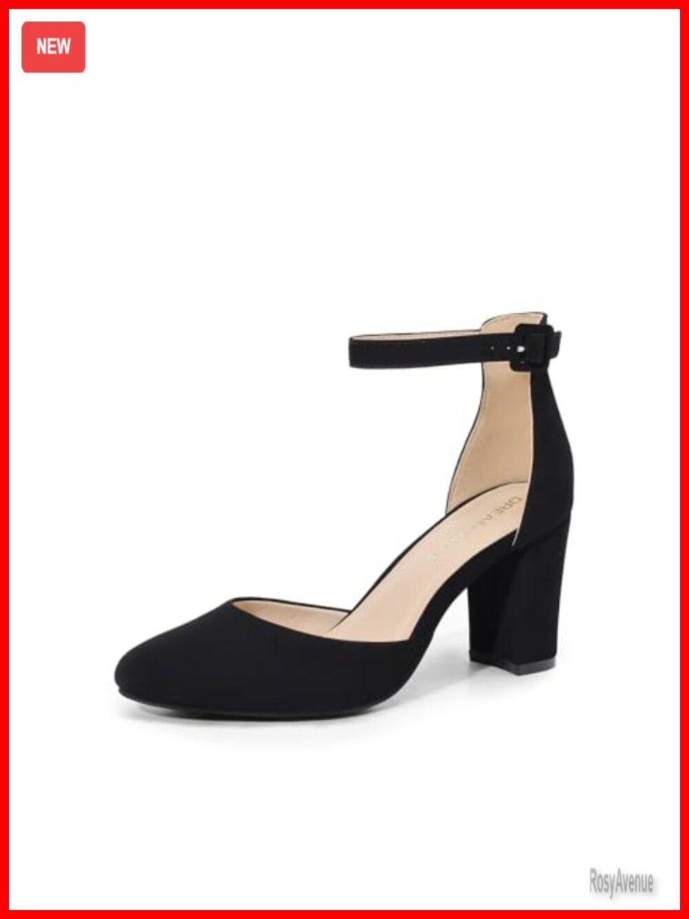 Women's Closed Toe Chunky Block Heel Pumps with Ankle Strap